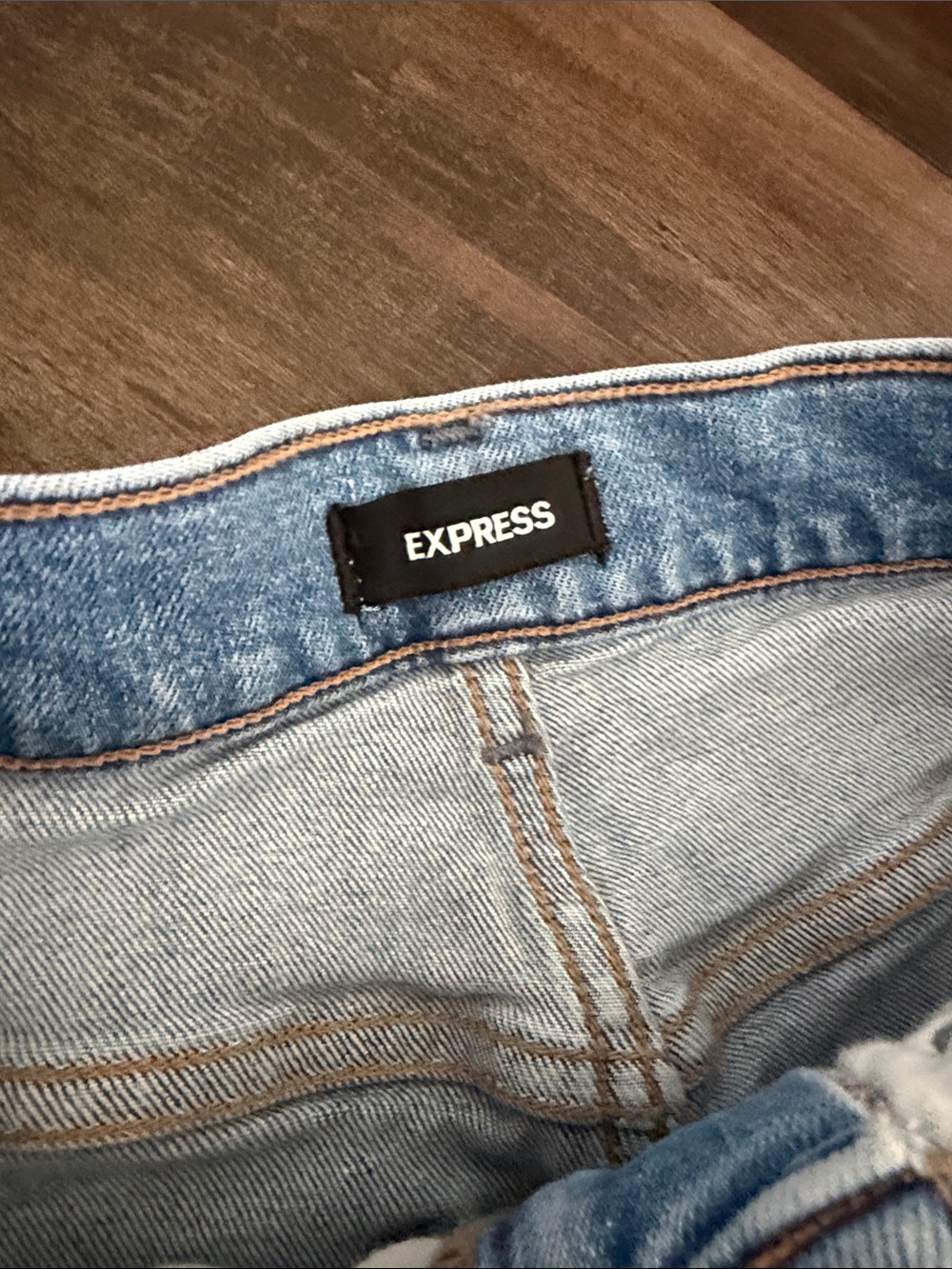 Express Light Blue Straight Leg Jeans - Picture 3 of 5